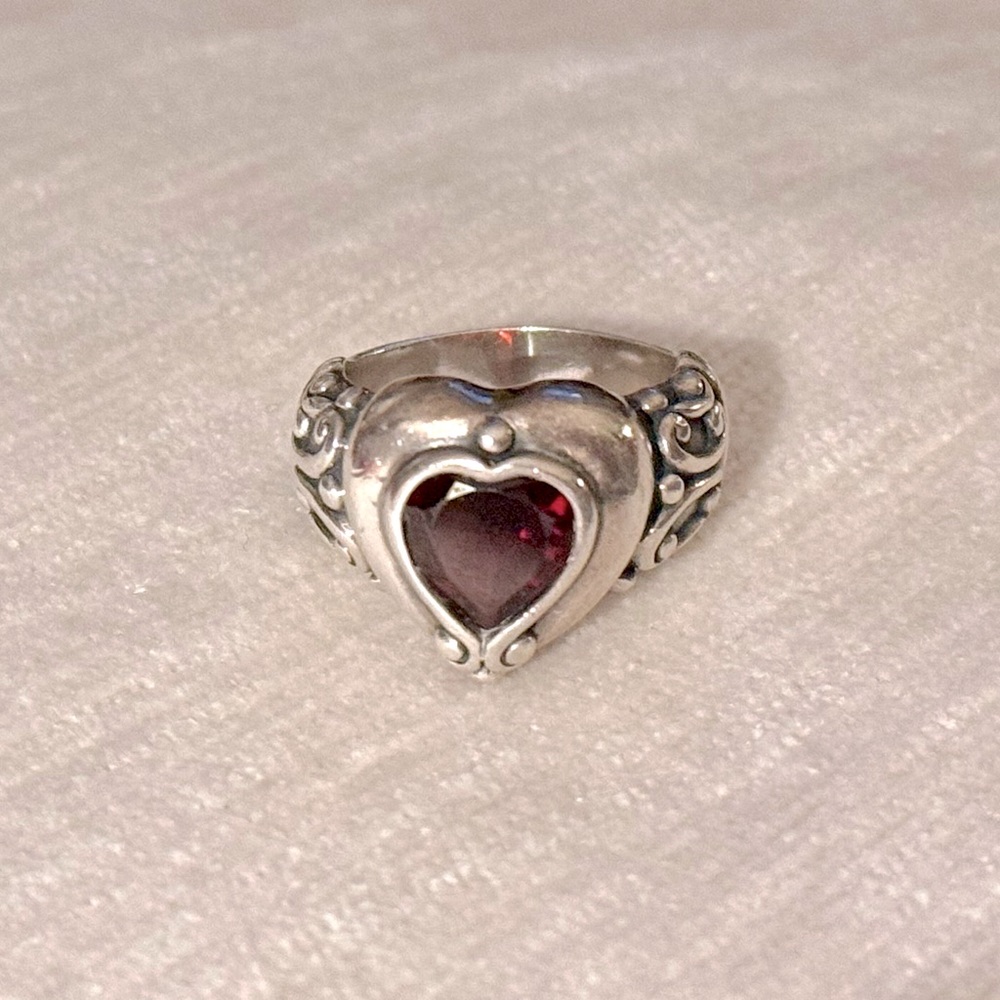 Pre-loved Brighton ‘Prima Donna’ Sterling Silver and Garnet Ring. Size 6 - Picture 2 of 12